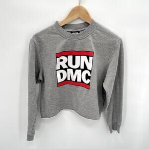 Run DMC Gray Long Sleeve Cropped Crewneck Sweatshirt // M